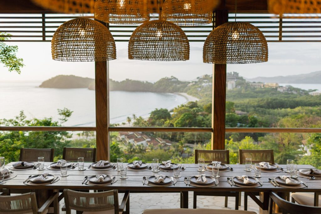 Outdoor dining experience set up by rlt cuisine in guanacaste, costa rica.
