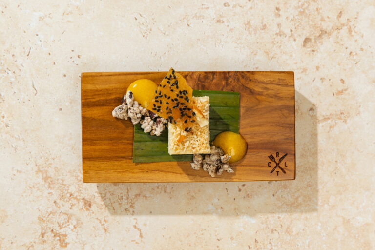 The delicious finish — one last bite of costa rica. A tamal asado wrapped in banana leaf, sweet, warm and impossible to share.. Los tacos ticos tasting menu by rlt cuisine, playa potrero, guanacaste, costa rica.