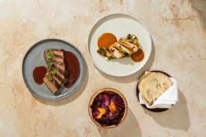 The foundation — brisket, chicken breast and handmade tortillas.. Los tacos ticos tasting menu by rlt cuisine, playa potrero, guanacaste, costa rica.